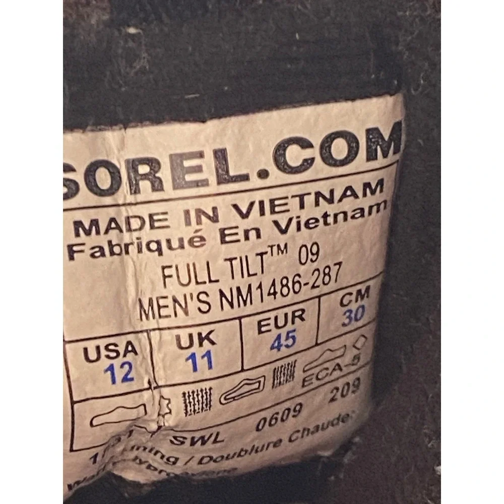 Sorel Full Tilt 09 Men's Winter Boots Size 12 Brown Black Waterproof Insulated